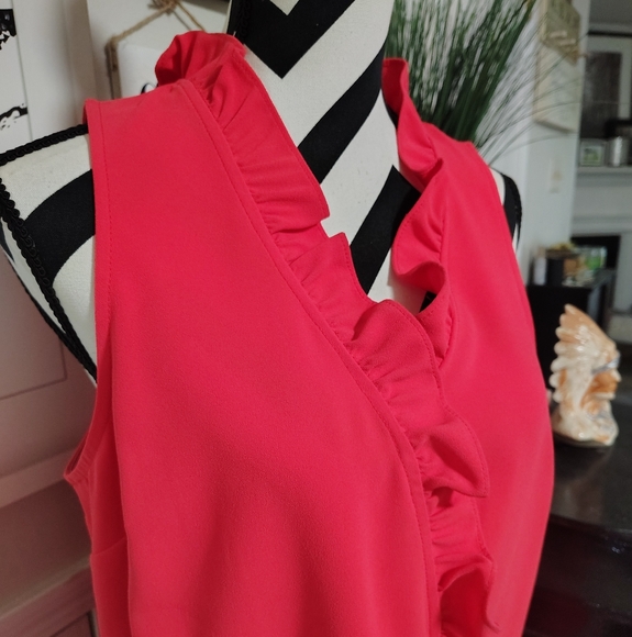 Trina Turk Ruffled Neckline Top Watermelon Color Women's Medium - Current Style - Picture 10 of 10